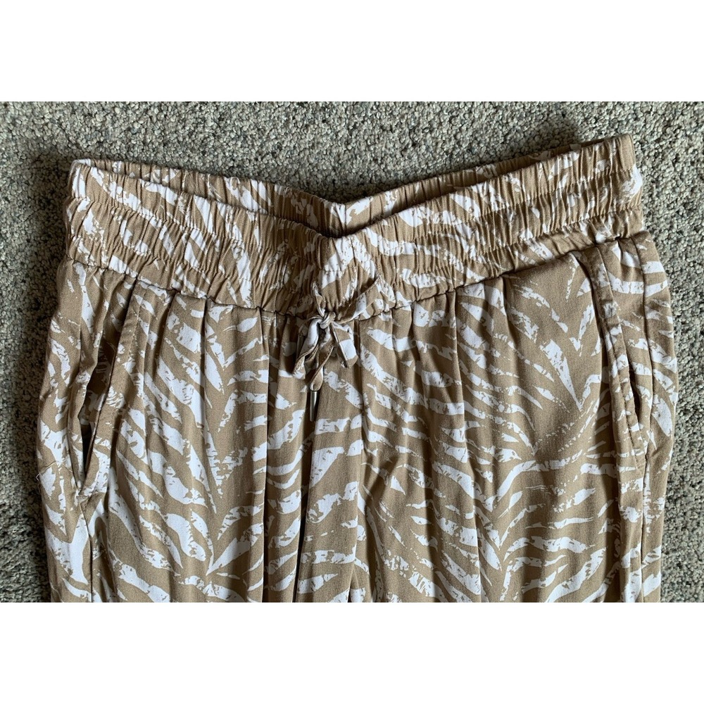 LIVERPOOL Jogger Latte White Tiger Patterned Pockets Drawstring XS Extra Small - Picture 3 of 9